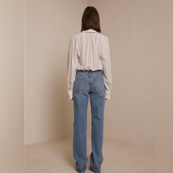 A.L.C. Carissa Striped Snap-Front Top in ivory - Picture 5 of 14